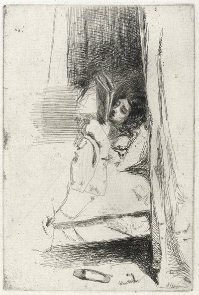 Reading in Bed (The Slipper) by James Abbott McNeill Whistler